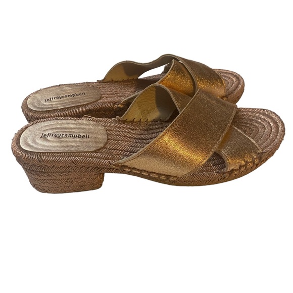 JEFFREY CAMPBELL MONADA Rose Gold Metallic Espadrille Sandal Women's Size 8 - Picture 1 of 9
